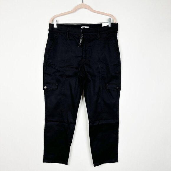 NWT White House Black Market Pants Black 6 High Rise Utility Crop Cargo Ankle - Picture 2 of 11